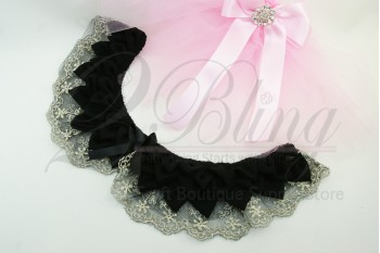 Noir Chiffon Ruffle Collar, Black, Large size